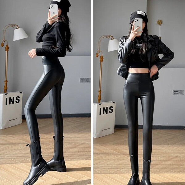 FIERCEFLEX™ - GEFÜTTERTE LEGGINGS AUS KUNSTLEDER